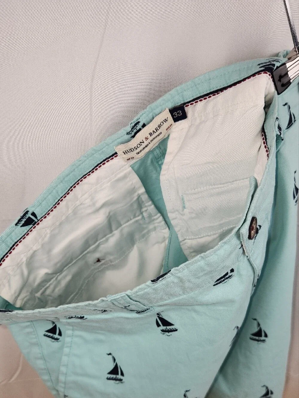 Hudson & Barrow Men’s Aqua Sail Print Flat-Front Shorts